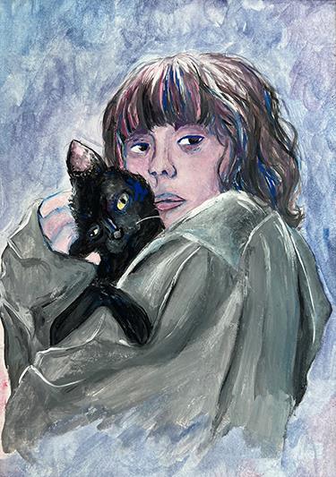 Cypress Creek High School junior April Carrizales’ artwork, Cat and Me.